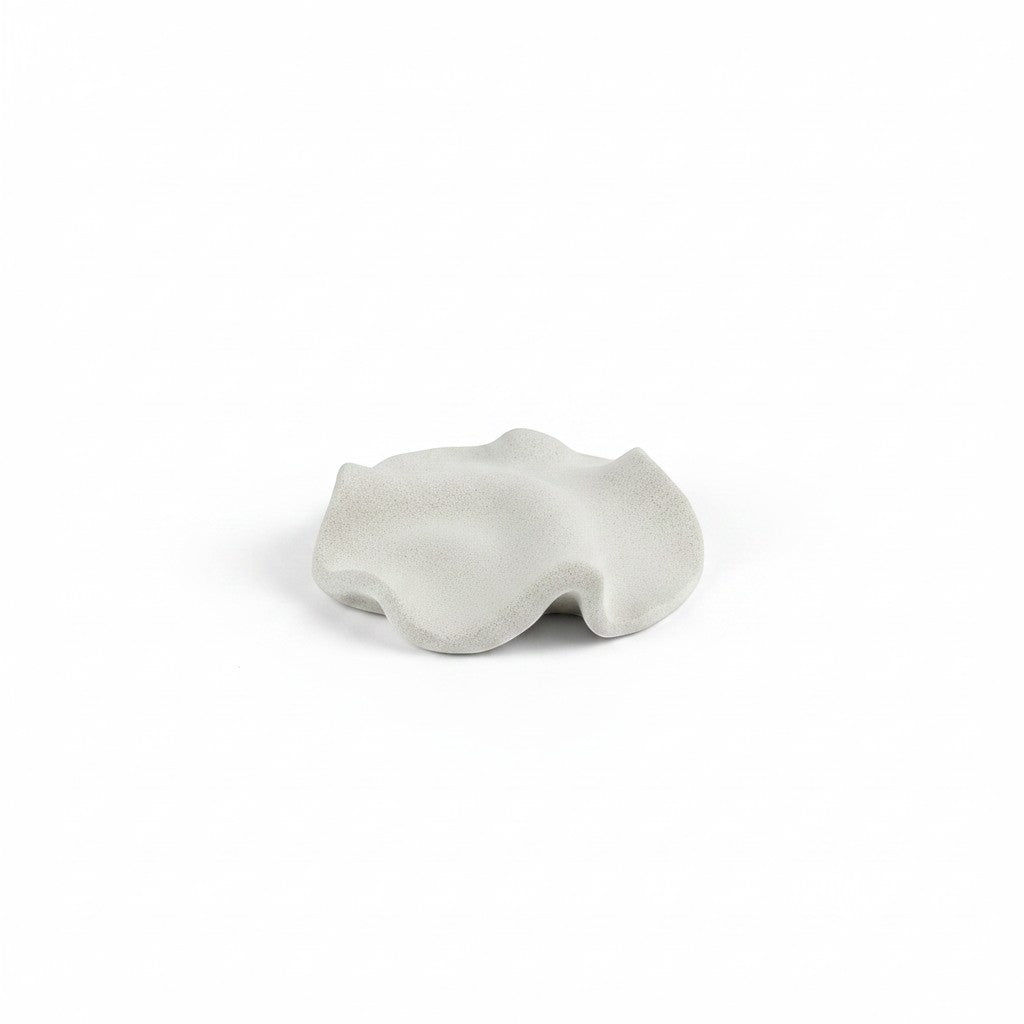 Solace & Smoke textured white ceramic petal dish for rings and small treasures.